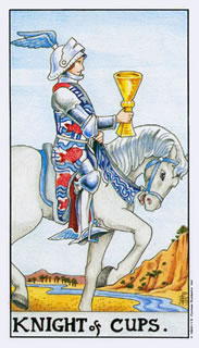 Betekenis van de tarotkaart bekers ridder in het kaarleggen met de tarot.
