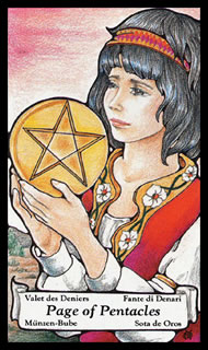 Tarotkaart Pentakels Schildknaap