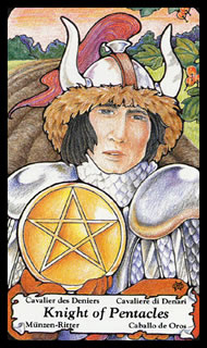 Betekenis van de tarotkaart Pentakels Ridder in het kaartleggen met de tarot op de website van de tarot lezer
