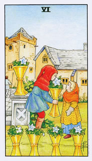 De betekenis van de tarotkaart bekers zes bij het kaartleggen met de Tarot