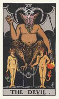 De aartsengel Uriël of Lucifer op de tarotkaart de duivel
