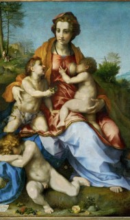 Andrea del Sarto la charité met een granaatappel in de voorgrond